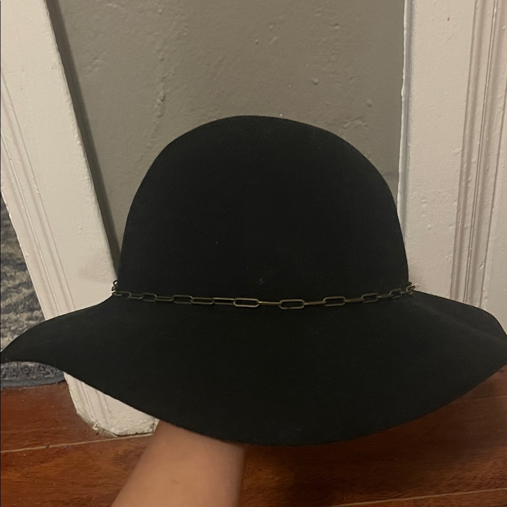 Christian Siriano Black Hat with Chain Detail